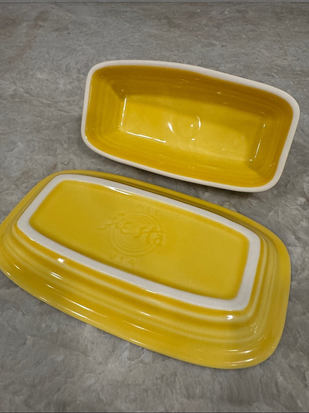 Fiesta Yellow Ceramic Butter Dish - Picture 3 of 4